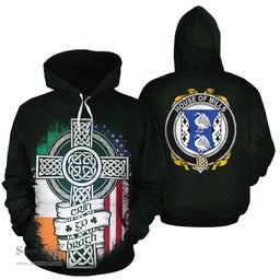 ScotsTee Shop Irish Mills Coat of Arms Family Crest Ireland Hoodie Erin Go Bragh Hoodie