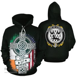 ScotsTee Shop Irish O'Devine Coat of Arms Family Crest Ireland Hoodie Erin Go Bragh Hoodie