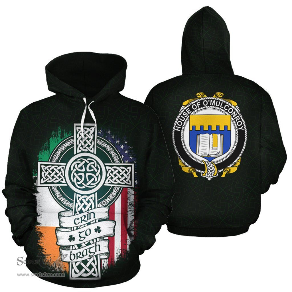 ScotsTee Shop Irish O'Mulconroy Coat of Arms Family Crest Ireland Hoodie Erin Go Bragh Hoodie