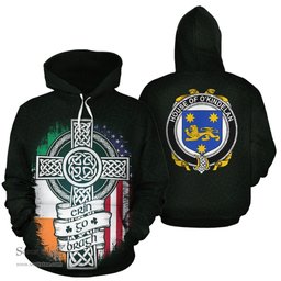 ScotsTee Shop Irish O'Kindelan Coat of Arms Family Crest Ireland Hoodie Erin Go Bragh Hoodie