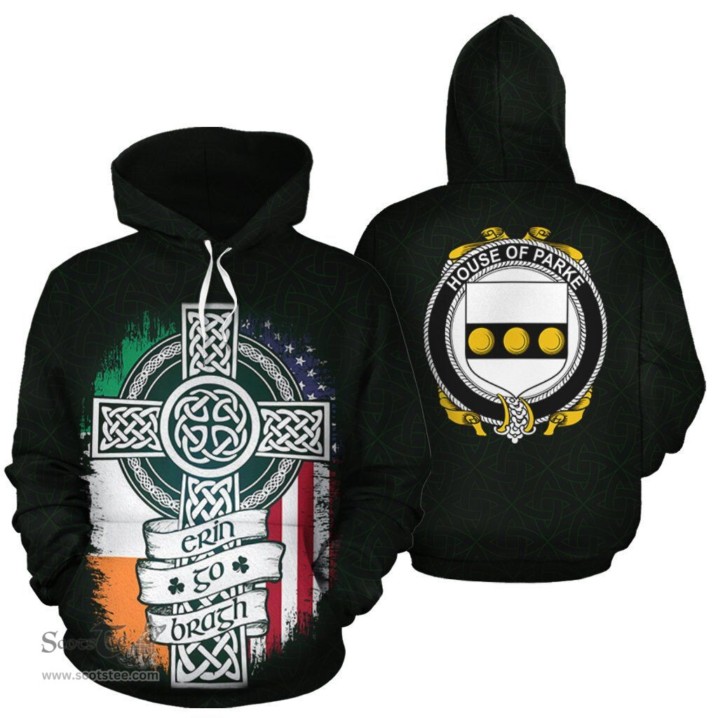 ScotsTee Shop Irish Parke Coat of Arms Family Crest Ireland Hoodie Erin Go Bragh Hoodie