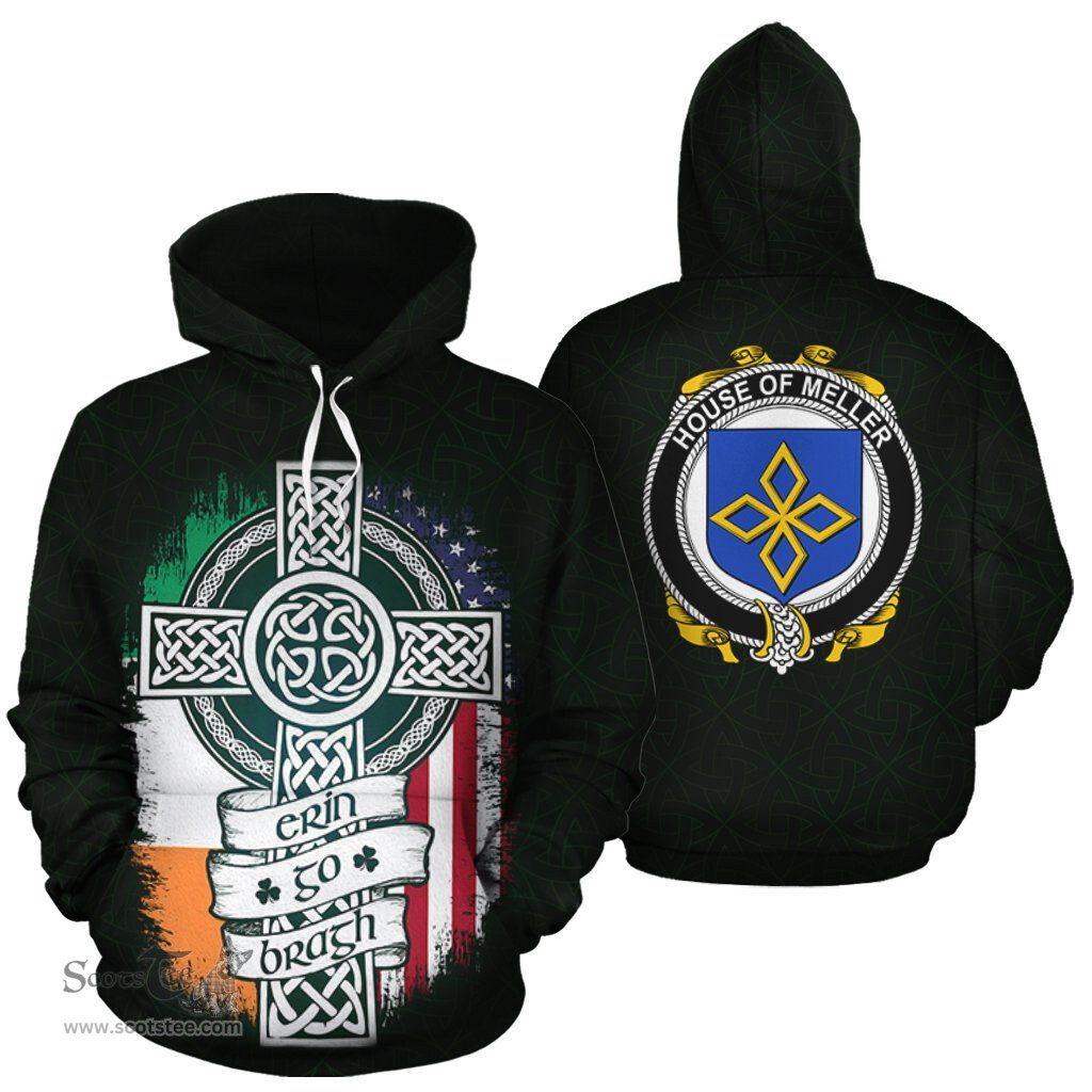 ScotsTee Shop Irish Meller Coat of Arms Family Crest Ireland Hoodie Erin Go Bragh Hoodie