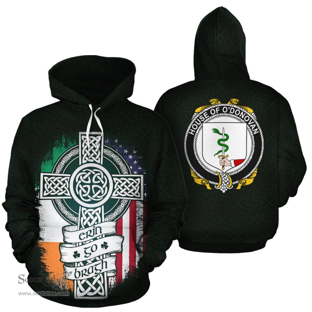 ScotsTee Shop Irish O'Donovan Coat of Arms Family Crest Ireland Hoodie Erin Go Bragh Hoodie