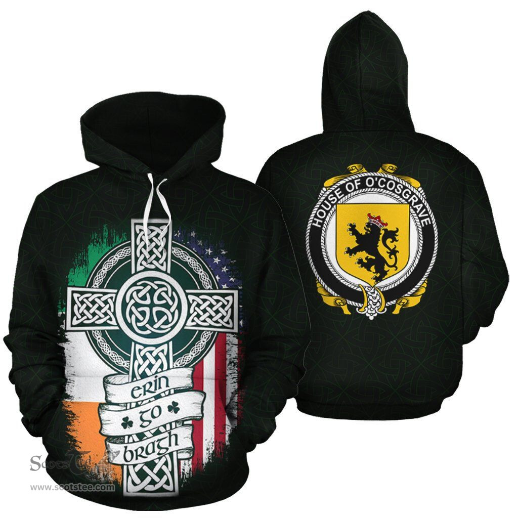 ScotsTee Shop Irish O'Cosgrave Coat of Arms Family Crest Ireland Hoodie Erin Go Bragh Hoodie