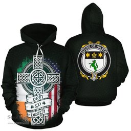 ScotsTee Shop Irish Wilson Coat of Arms Family Crest Ireland Hoodie Erin Go Bragh Hoodie