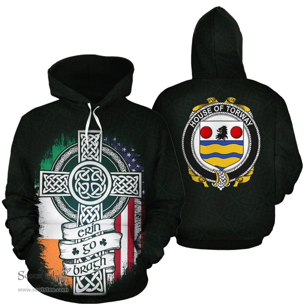 ScotsTee Shop Irish Torway Coat of Arms Family Crest Ireland Hoodie Erin Go Bragh Hoodie