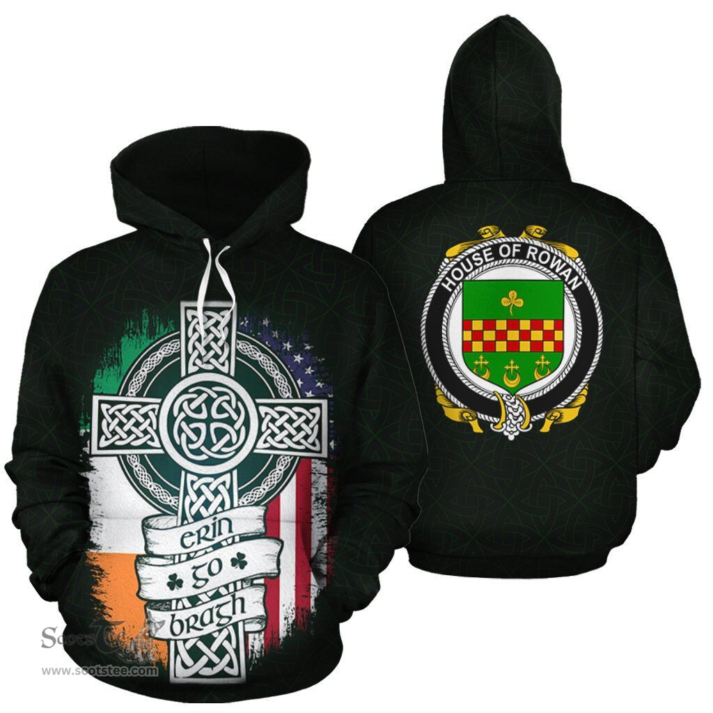 ScotsTee Shop Irish Rowan Coat of Arms Family Crest Ireland Hoodie Erin Go Bragh Hoodie