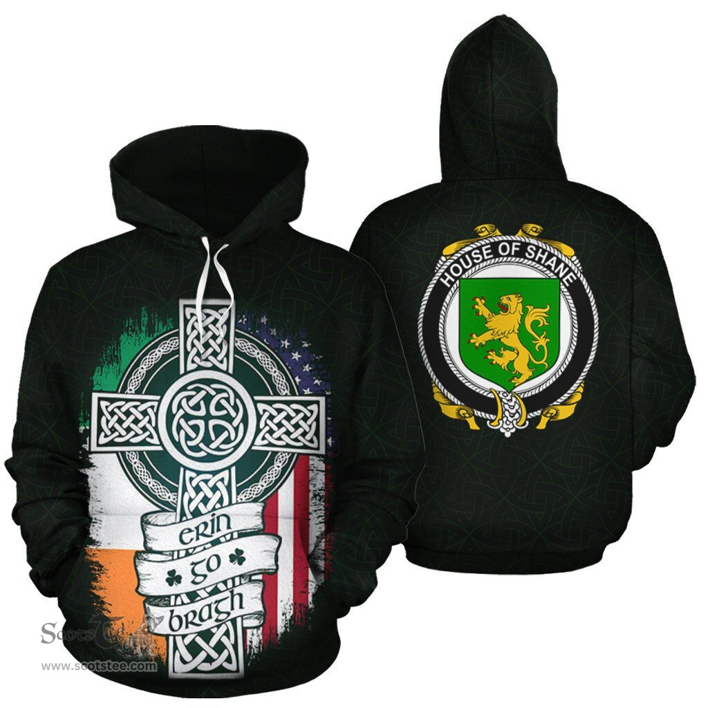 ScotsTee Shop Irish Shane Coat of Arms Family Crest Ireland Hoodie Erin Go Bragh Hoodie