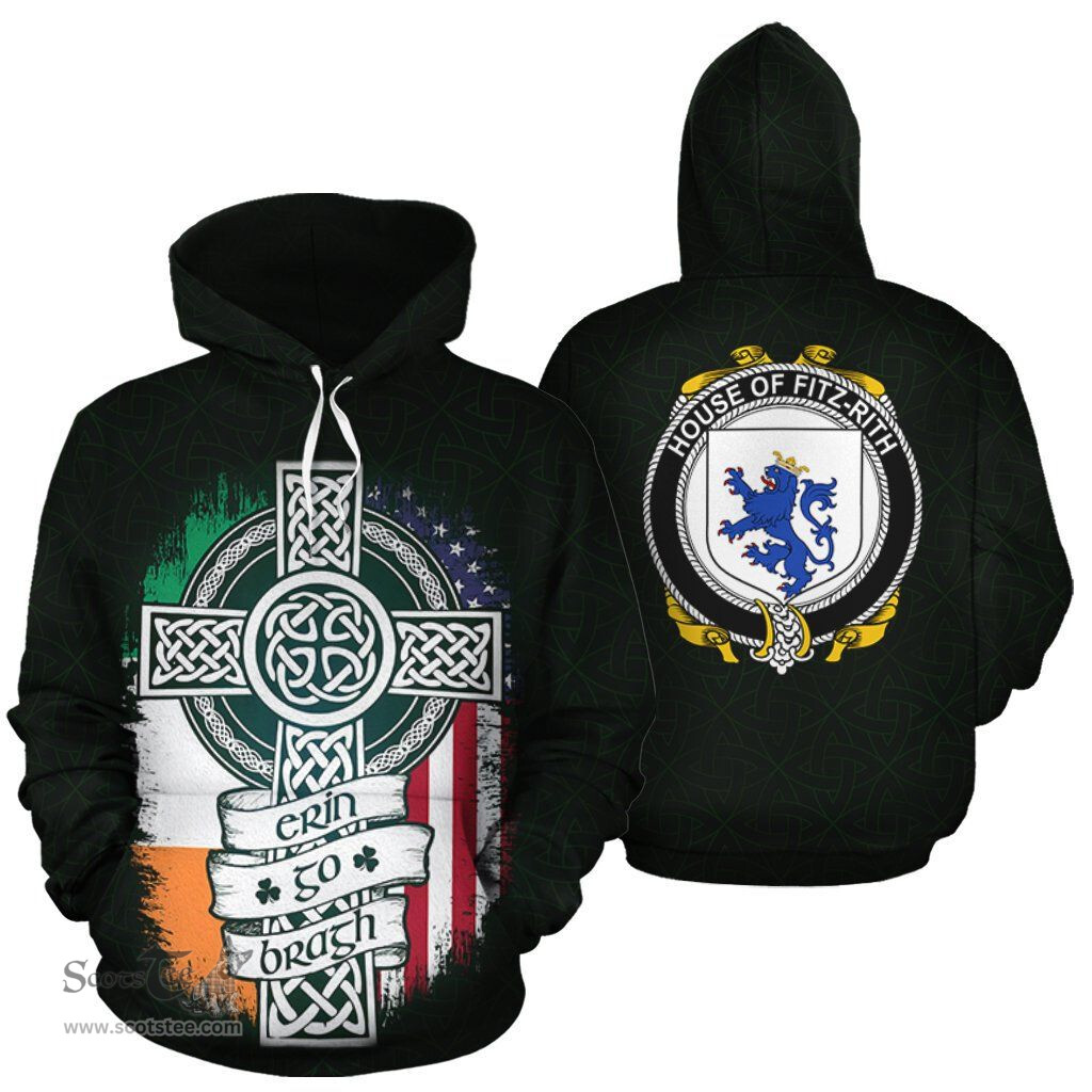 ScotsTee Shop Irish Fitz-Rith Coat of Arms Family Crest Ireland Hoodie Erin Go Bragh Hoodie