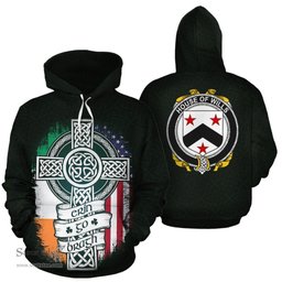 ScotsTee Shop Irish Wills Coat of Arms Family Crest Ireland Hoodie Erin Go Bragh Hoodie