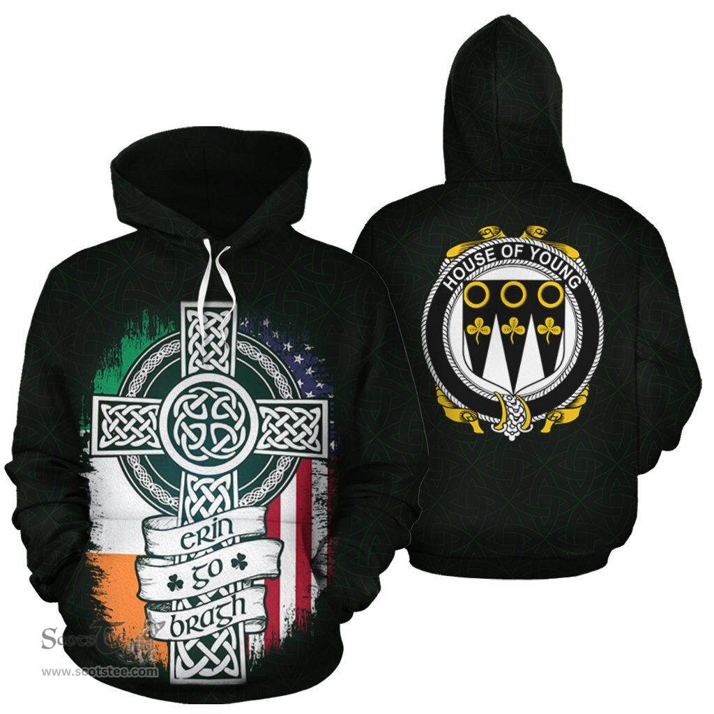 ScotsTee Shop Irish Young Coat of Arms Family Crest Ireland Hoodie Erin Go Bragh Hoodie