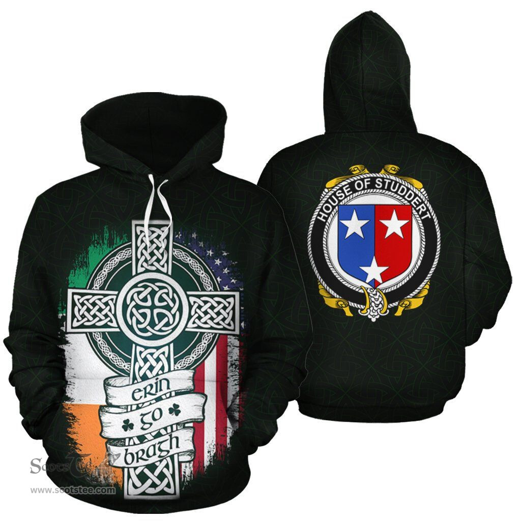 ScotsTee Shop Irish Studdert Coat of Arms Family Crest Ireland Hoodie Erin Go Bragh Hoodie
