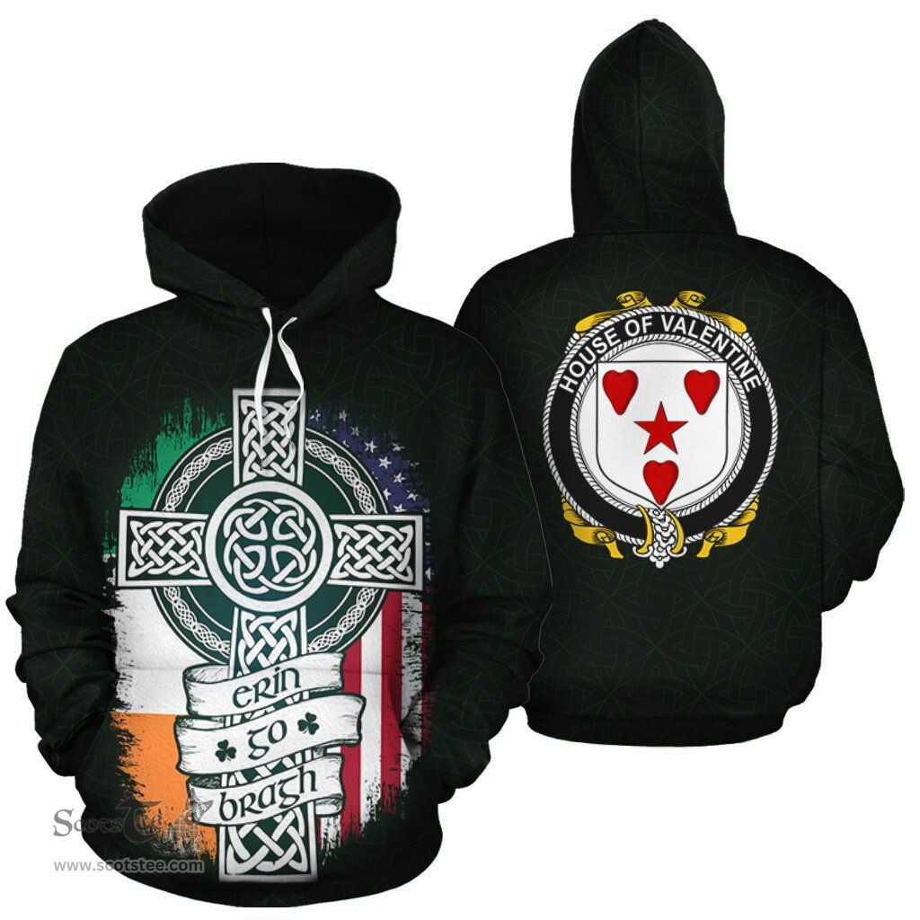 ScotsTee Shop Irish Valentine Coat of Arms Family Crest Ireland Hoodie Erin Go Bragh Hoodie