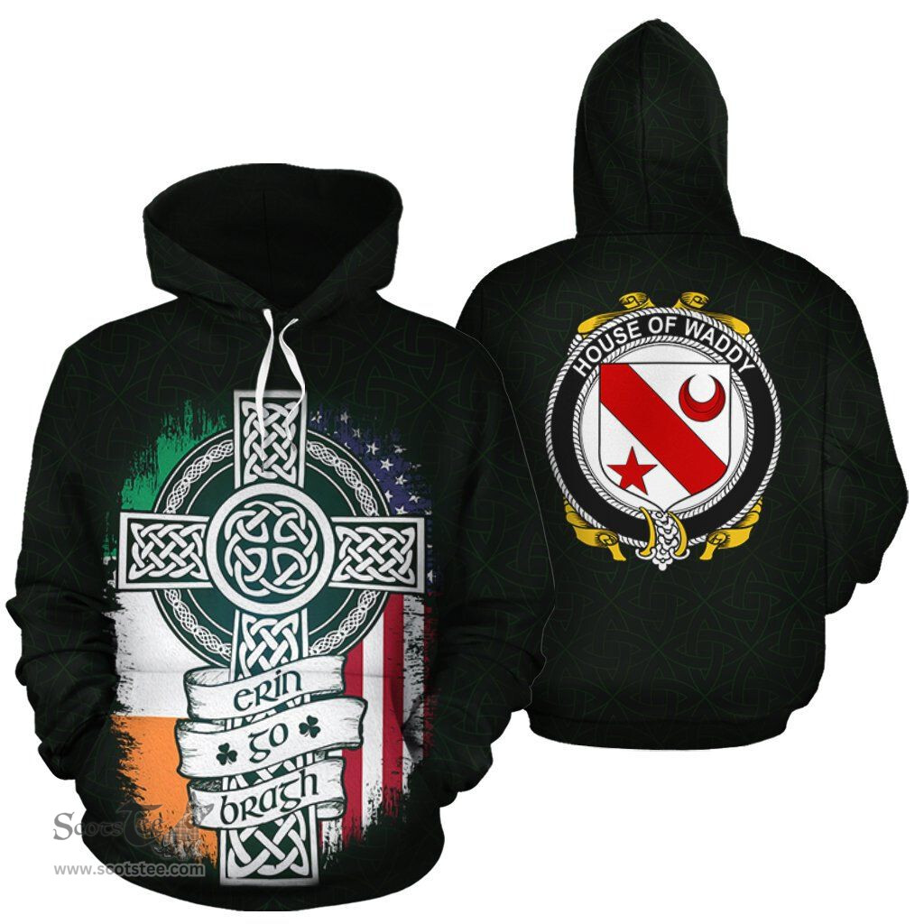 ScotsTee Shop Irish Waddy Coat of Arms Family Crest Ireland Hoodie Erin Go Bragh Hoodie