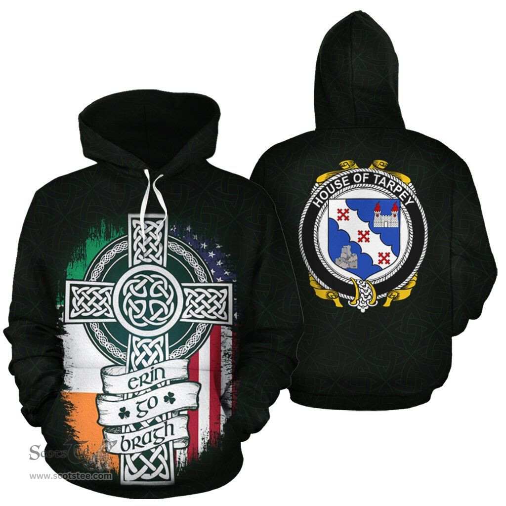 ScotsTee Shop Irish Tarpey Coat of Arms Family Crest Ireland Hoodie Erin Go Bragh Hoodie