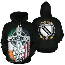 ScotsTee Shop Irish Ushburne Coat of Arms Family Crest Ireland Hoodie Erin Go Bragh Hoodie