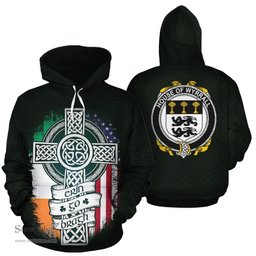 ScotsTee Shop Irish Wyrrall Coat of Arms Family Crest Ireland Hoodie Erin Go Bragh Hoodie