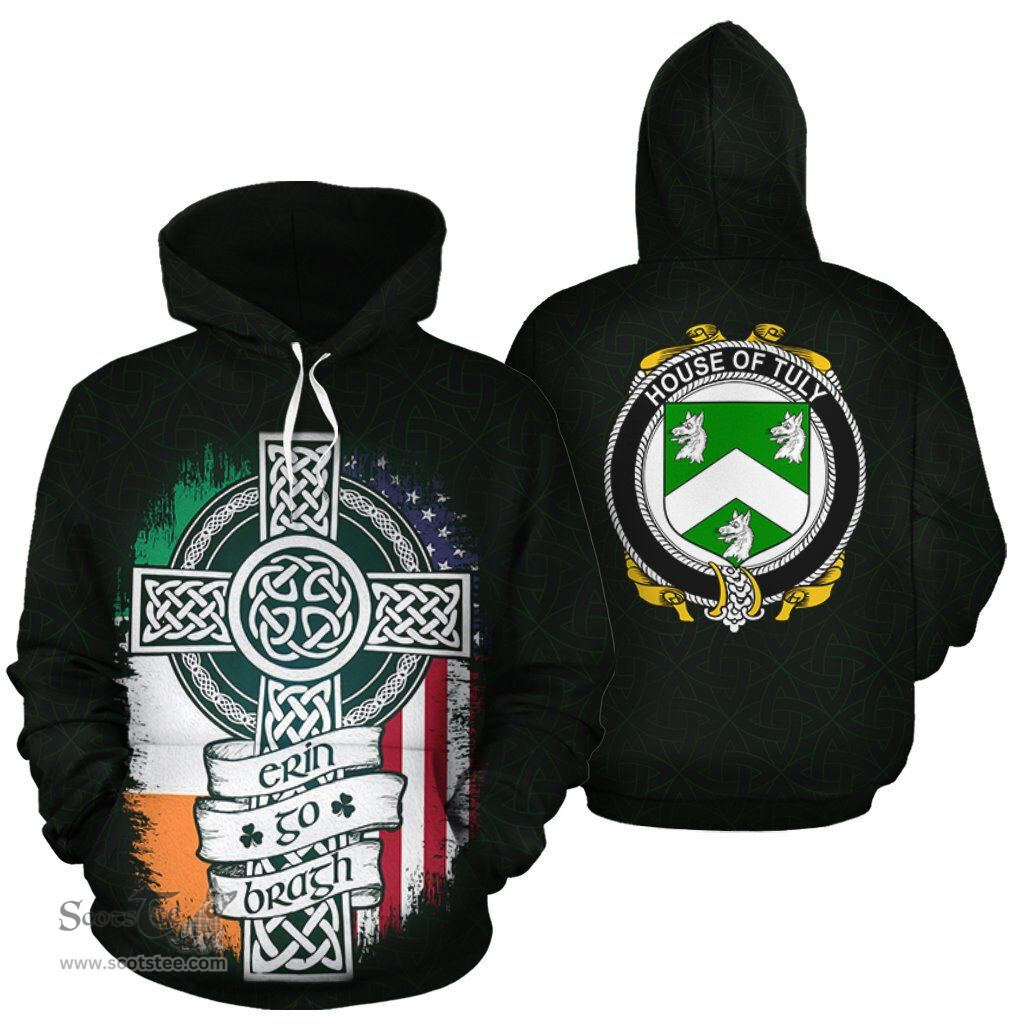 ScotsTee Shop Irish Tuly Coat of Arms Family Crest Ireland Hoodie Erin Go Bragh Hoodie