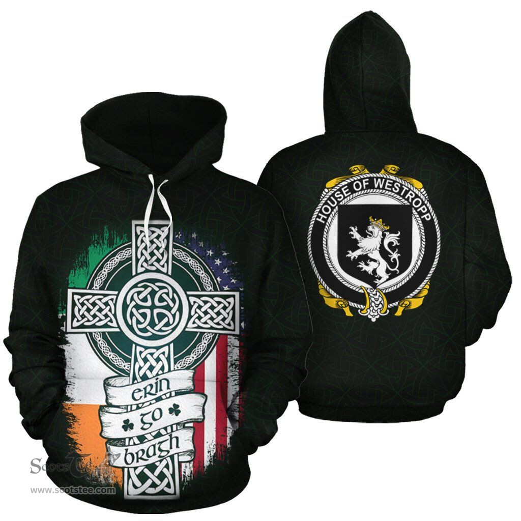 ScotsTee Shop Irish Westropp Coat of Arms Family Crest Ireland Hoodie Erin Go Bragh Hoodie