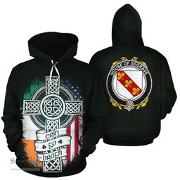 ScotsTee Shop Irish Segrave Coat of Arms Family Crest Ireland Hoodie Erin Go Bragh Hoodie