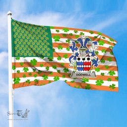 ScotsTee Shop Irish Dodwell Coat of Arms Irish Family Crest Flag Shamrock American Irish Flag