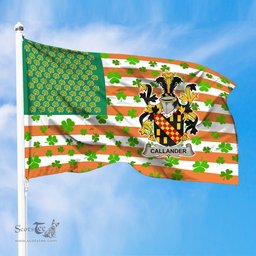 ScotsTee Shop Irish Cander Coat of Arms Irish Family Crest Flag Shamrock American Irish Flag