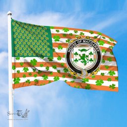 ScotsTee Shop Irish House of MACGARRY Coat of Arms Irish Family Crest Flag Shamrock American Irish Flag