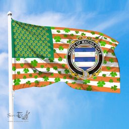 ScotsTee Shop Irish House of MACGILFOYLE Coat of Arms Irish Family Crest Flag Shamrock American Irish Flag