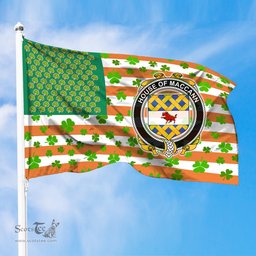 ScotsTee Shop Irish House of MACCANN Coat of Arms Irish Family Crest Flag Shamrock American Irish Flag