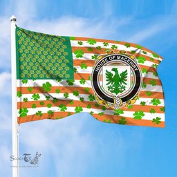 ScotsTee Shop Irish House of MACENIRY Coat of Arms Irish Family Crest Flag Shamrock American Irish Flag