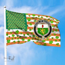 ScotsTee Shop Irish House of MACGENIS Coat of Arms Irish Family Crest Flag Shamrock American Irish Flag