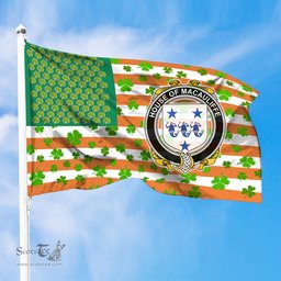 ScotsTee Shop Irish House of MACAULIFFE Coat of Arms Irish Family Crest Flag Shamrock American Irish Flag