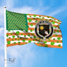 ScotsTee Shop Irish House of MACBRADY Coat of Arms Irish Family Crest Flag Shamrock American Irish Flag