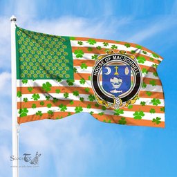 ScotsTee Shop Irish House of MACDONNELL (Clare and Connacht) Coat of Arms Irish Family Crest Flag Shamrock American Irish Flag