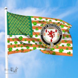 ScotsTee Shop Irish House of MACGEOGHEGAN Coat of Arms Irish Family Crest Flag Shamrock American Irish Flag
