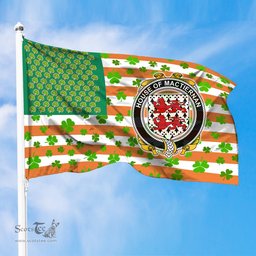 ScotsTee Shop Irish House of MACTIERNAN Coat of Arms Irish Family Crest Flag Shamrock American Irish Flag