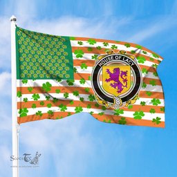 ScotsTee Shop Irish House of LACY Coat of Arms Irish Family Crest Flag Shamrock American Irish Flag