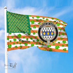 ScotsTee Shop Irish House of NAGLE Coat of Arms Irish Family Crest Flag Shamrock American Irish Flag
