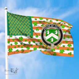 ScotsTee Shop Irish House of TULLY (MACATILLA)) Coat of Arms Irish Family Crest Flag Shamrock American Irish Flag