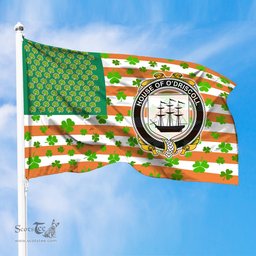 ScotsTee Shop Irish House of O DRISCOLL Coat of Arms Irish Family Crest Flag Shamrock American Irish Flag