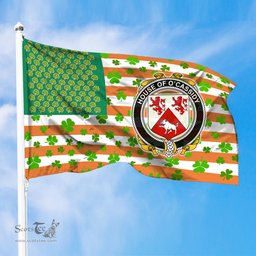 ScotsTee Shop Irish House of O CASSIDY Coat of Arms Irish Family Crest Flag Shamrock American Irish Flag