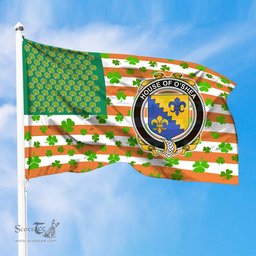 ScotsTee Shop Irish House of O SHEA Coat of Arms Irish Family Crest Flag Shamrock American Irish Flag