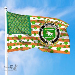ScotsTee Shop Irish House of O HANLY Coat of Arms Irish Family Crest Flag Shamrock American Irish Flag