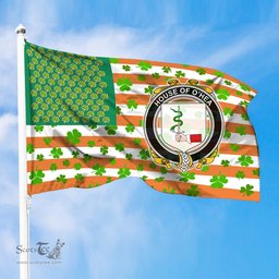 ScotsTee Shop Irish House of O HEA Coat of Arms Irish Family Crest Flag Shamrock American Irish Flag