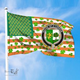 ScotsTee Shop Irish House of O CONNOR (Sligo) Coat of Arms Irish Family Crest Flag Shamrock American Irish Flag