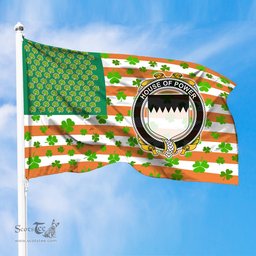 ScotsTee Shop Irish House of POWER Coat of Arms Irish Family Crest Flag Shamrock American Irish Flag