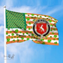 ScotsTee Shop Irish House of O FON Coat of Arms Irish Family Crest Flag Shamrock American Irish Flag