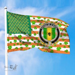 ScotsTee Shop Irish House of O HARA Coat of Arms Irish Family Crest Flag Shamrock American Irish Flag