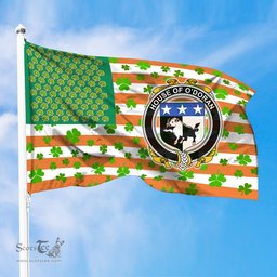 ScotsTee Shop Irish House of O DORAN Coat of Arms Irish Family Crest Flag Shamrock American Irish Flag