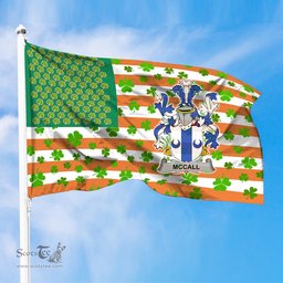 ScotsTee Shop Irish McC Coat of Arms Irish Family Crest Flag Shamrock American Irish Flag